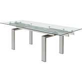 Moda 63" Extension Dining Table in Glass & Stainless Steel